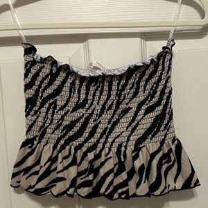 Blue Blush Black and Cream Zebra Print Camisole